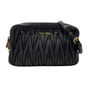 Miu Miu Matelass Leather Shoulder Bag Black